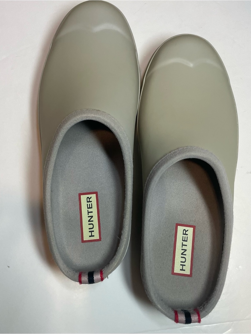 US7 Hunter Light Grey Waterproof Rubber Slip On Garden Clogs Mules UK 5